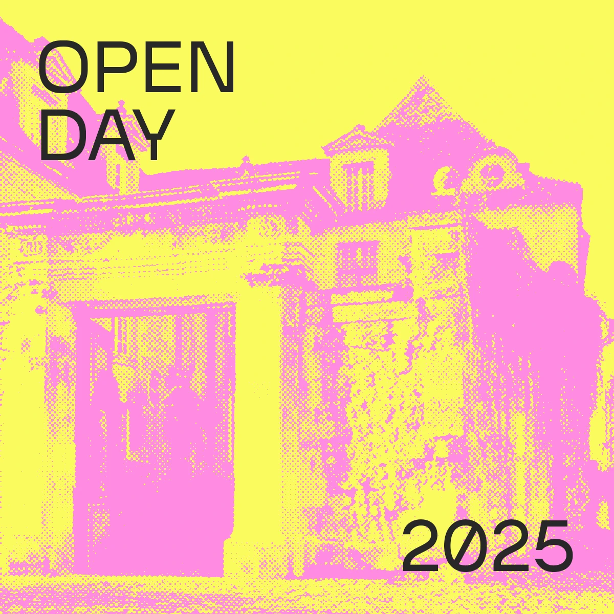 picture of the house in altered in pink and yellow